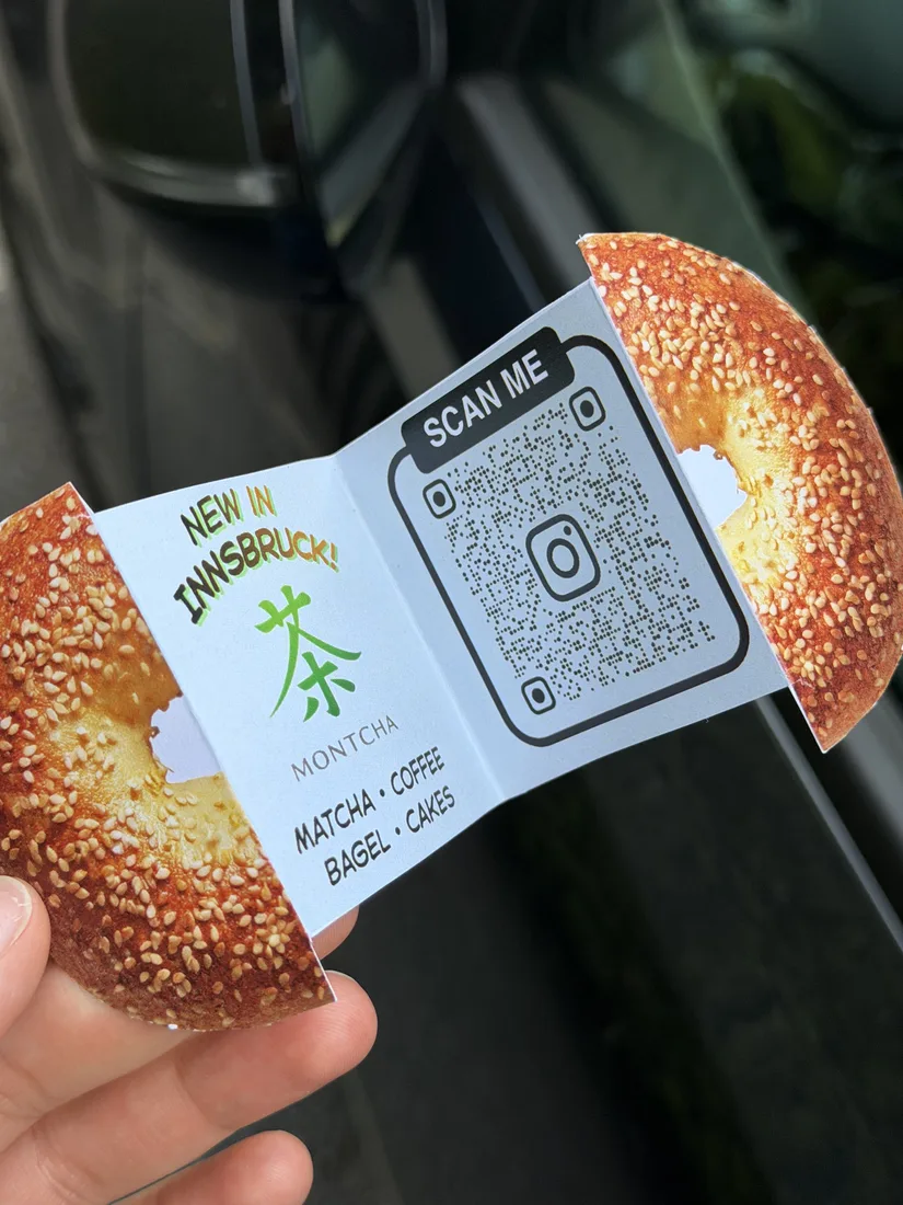 MONTCHA Bagel und Instagram-Karte