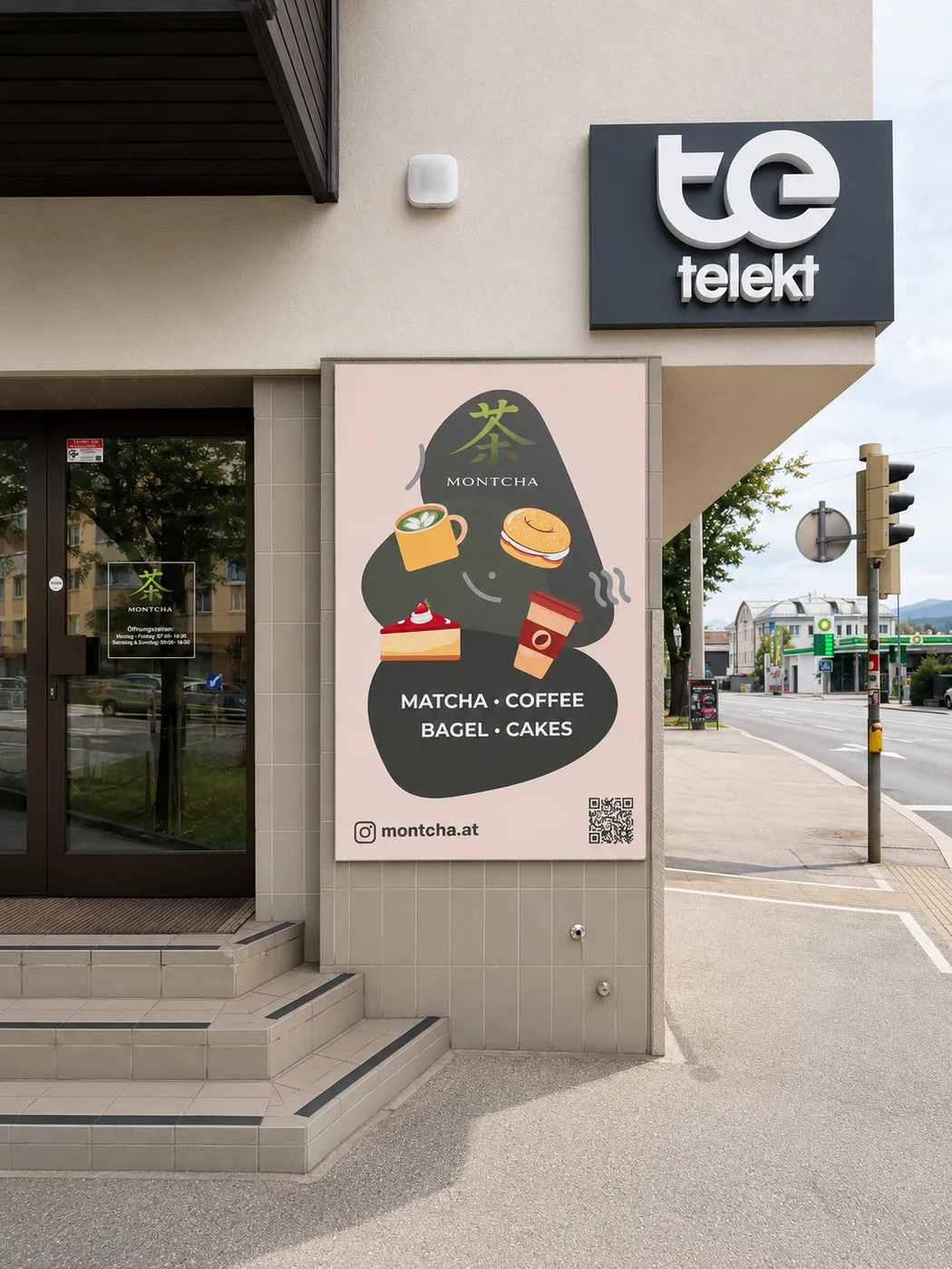 Eingang zu MONTCHA beim TELEKT Geschäft